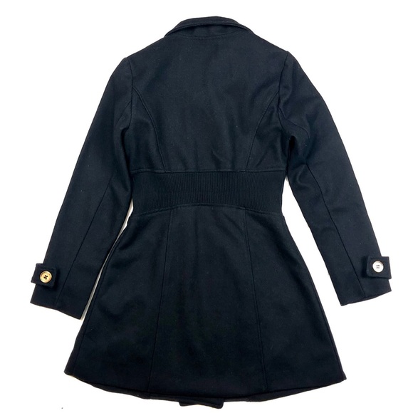 Lovestitch Coat Women's S Black Ribbed Waist Double Breasted - Picture 10 of 11